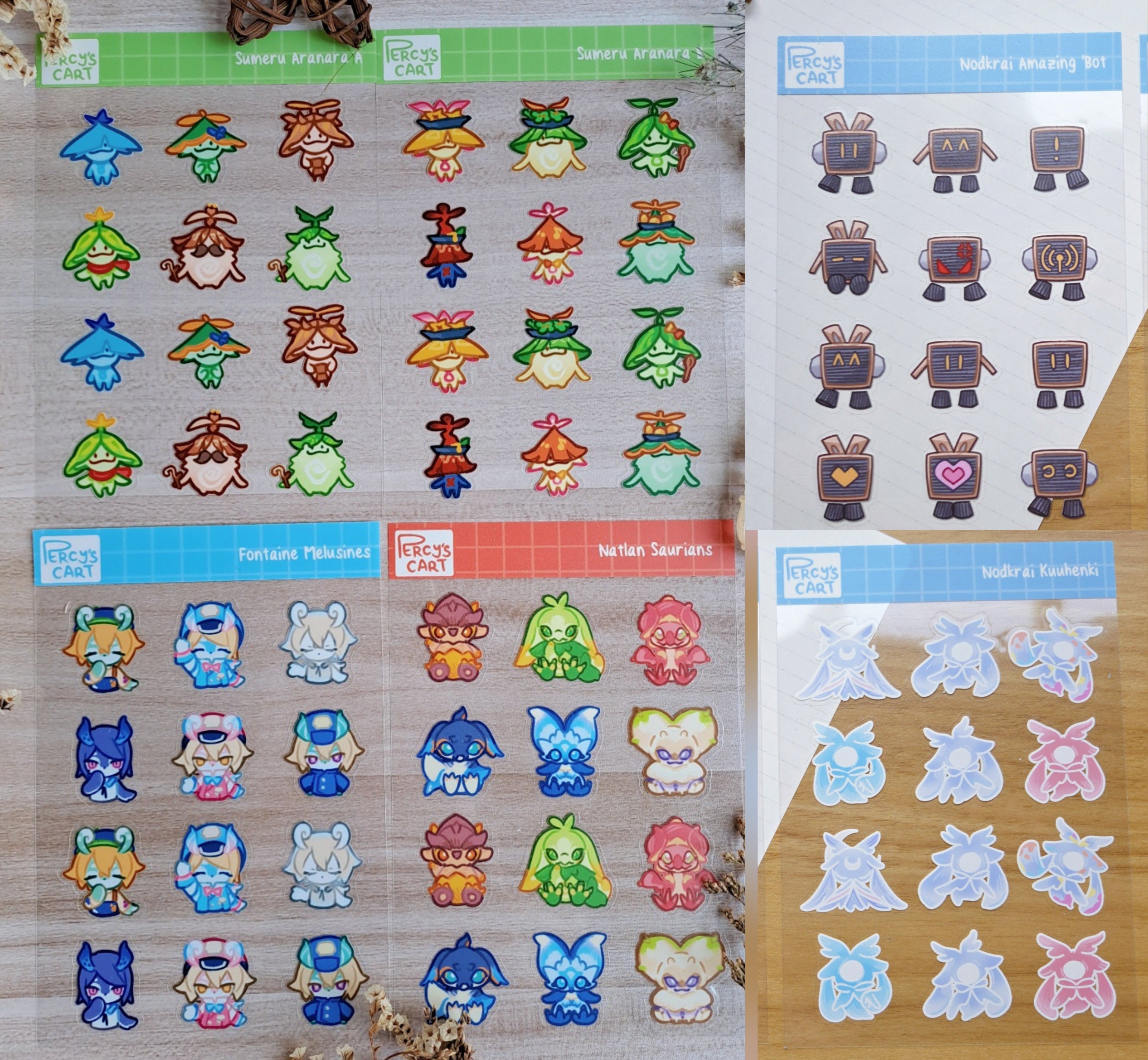 Genshin Critters Transparent Sticker Sheet